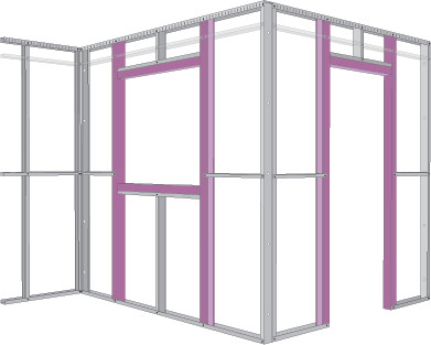 Typical External Steel Frame Wall with window and door openings