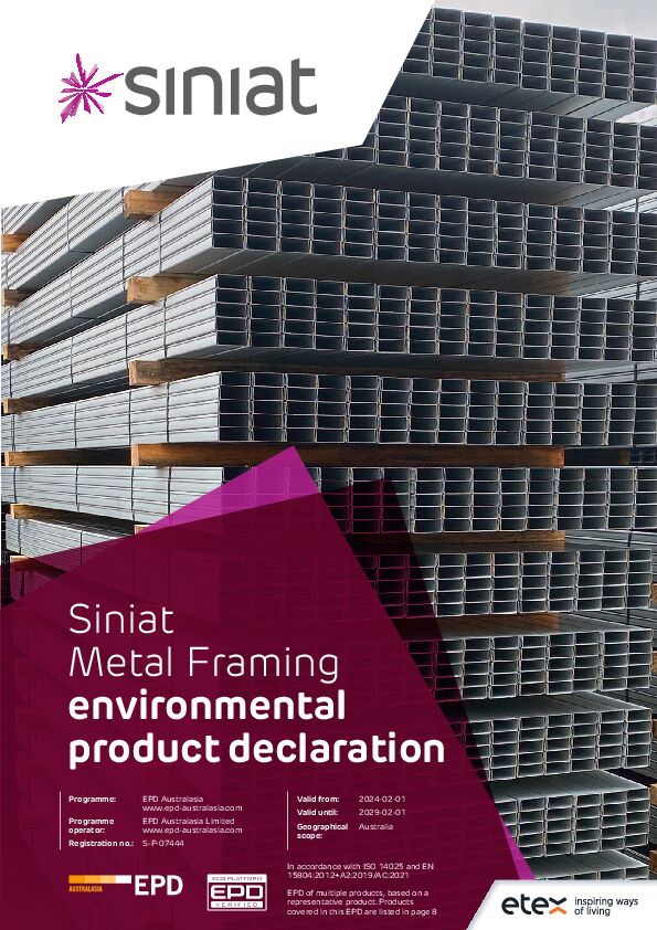Siniat Metal Framing Environmental Product Declaration (EPD)