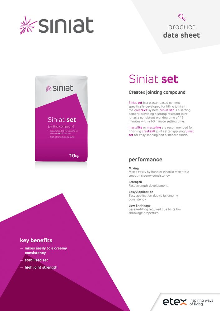 Siniat Set Product Data Sheet